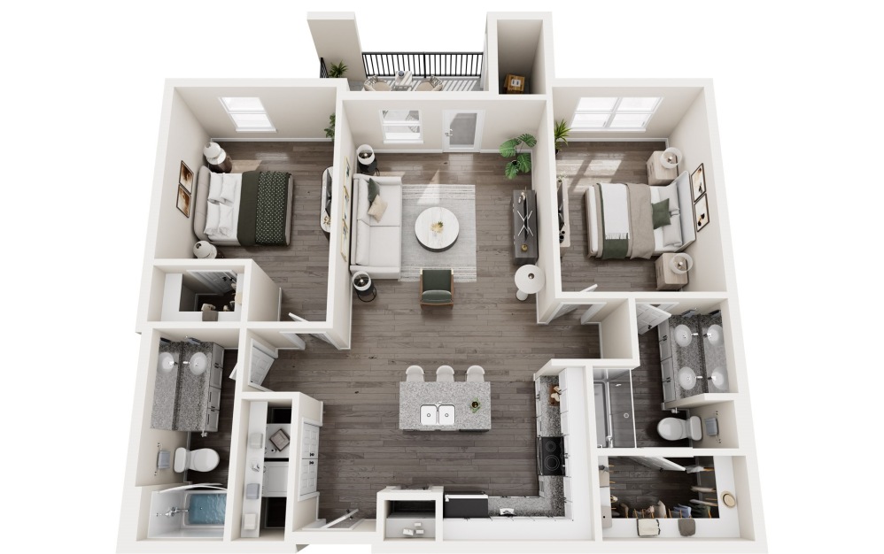 2A - 2 bedroom floorplan layout with 2 bathrooms and 1044 square feet 2A - 2 bedroom floorplan layout with 2 bathrooms and 1044 square feet